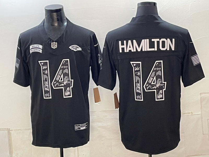 Men Baltimore Ravens #14 Hamilton black Nike 2026 NFL Jersey 101101